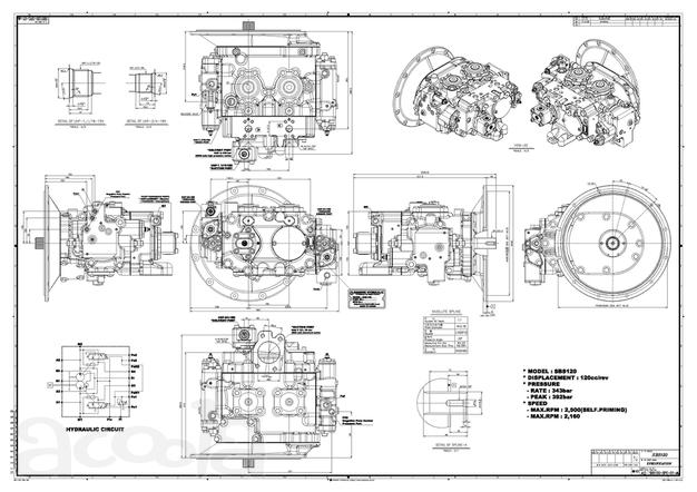 Гидравлический насос в сборе SBS-120 для гусеничных экскаваторов CAT320C/D