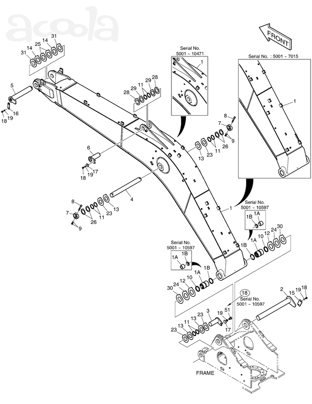 Запчасти для экскаватора Doosan DX300LCA
